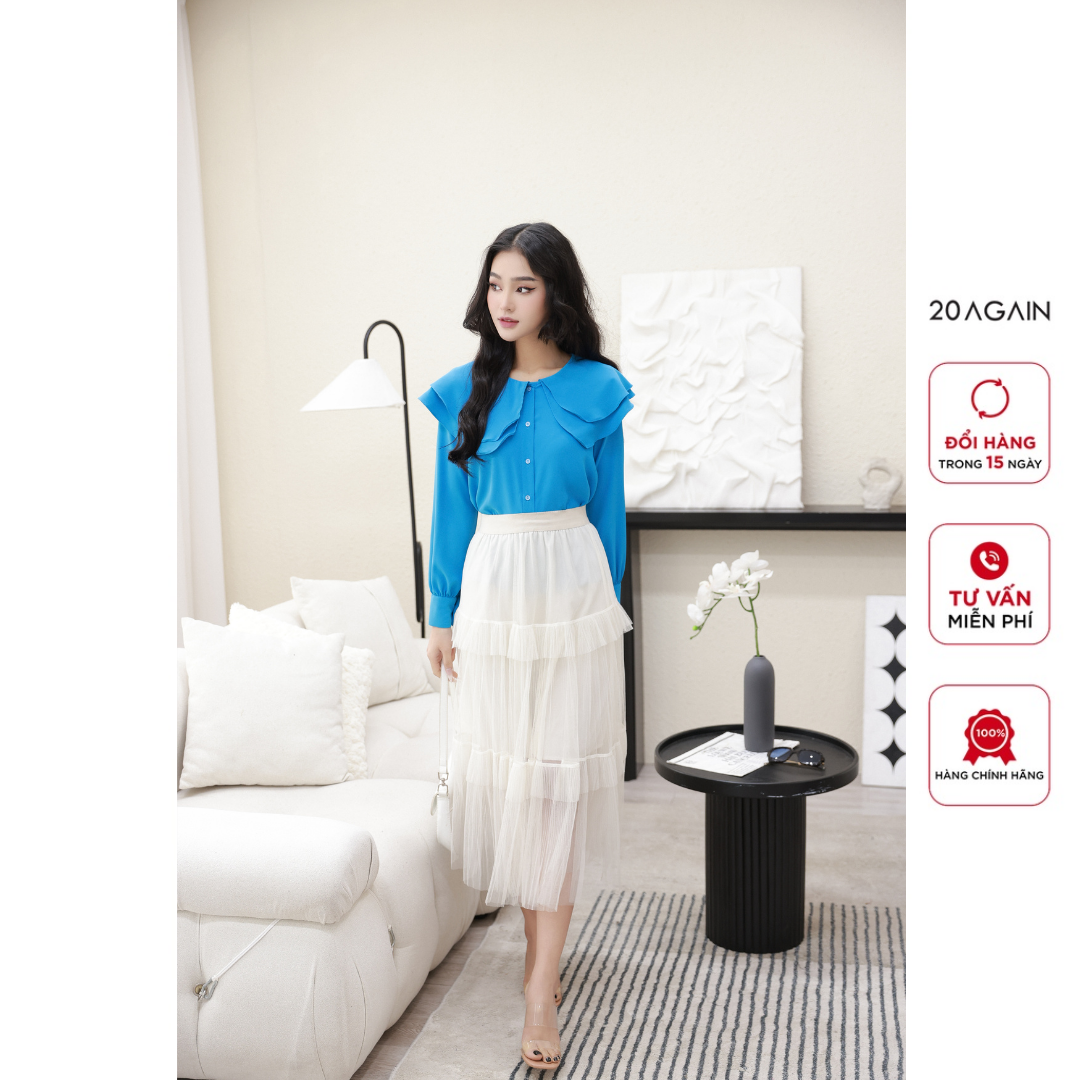 Chân váy cạp chun 20AGAIN, xếp ly 3 tầng thanh lịch basic JDW2026