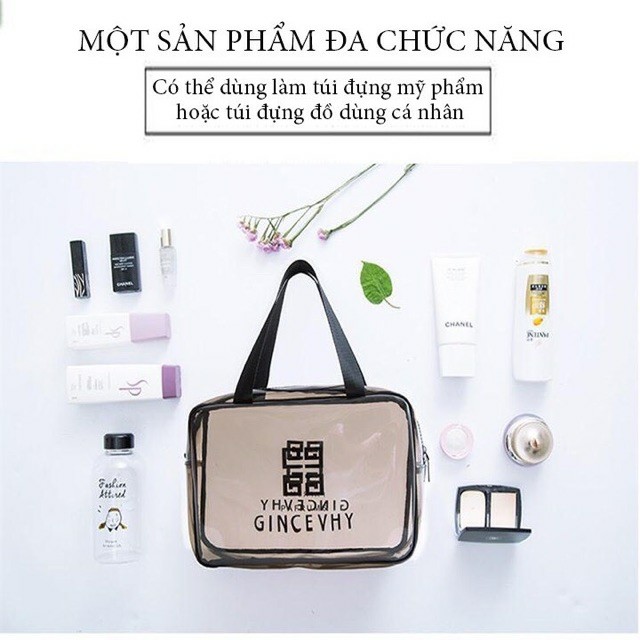 PVN16395 Set 3 túi trong suốt đựng đồ, mỹ phẩm du lịch thời trang T2