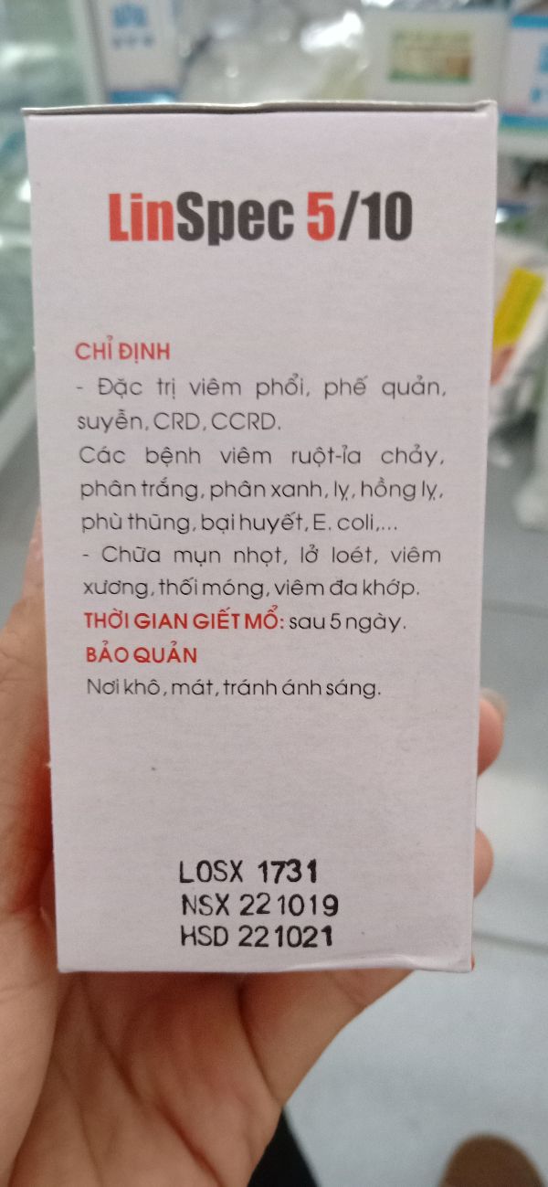 Linspec 5/10 viêm phổi, viêm phế quản Hanvet 100ml