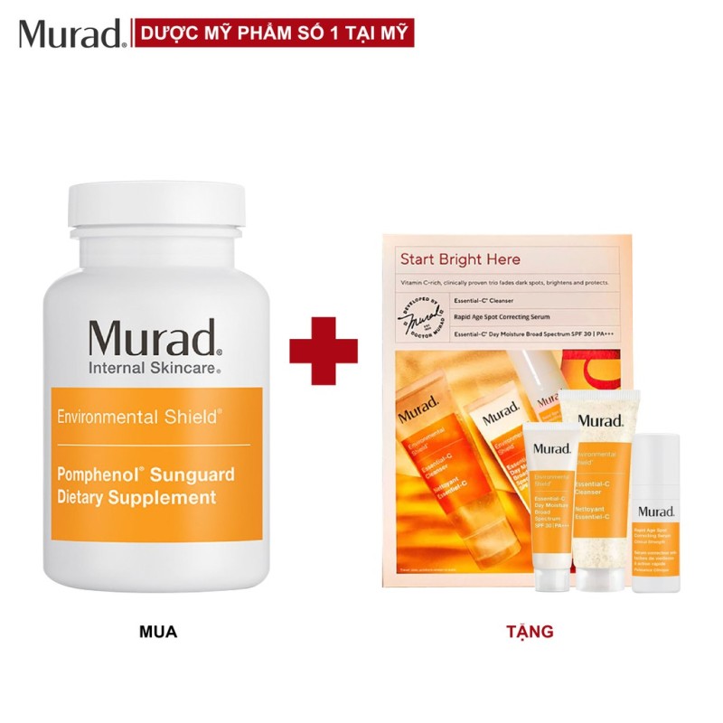 Bộ sản phẩm Murad Pomphenol Sunguard Dietary Supplements 60 viên [TẶNG bộ Start Bright Here]