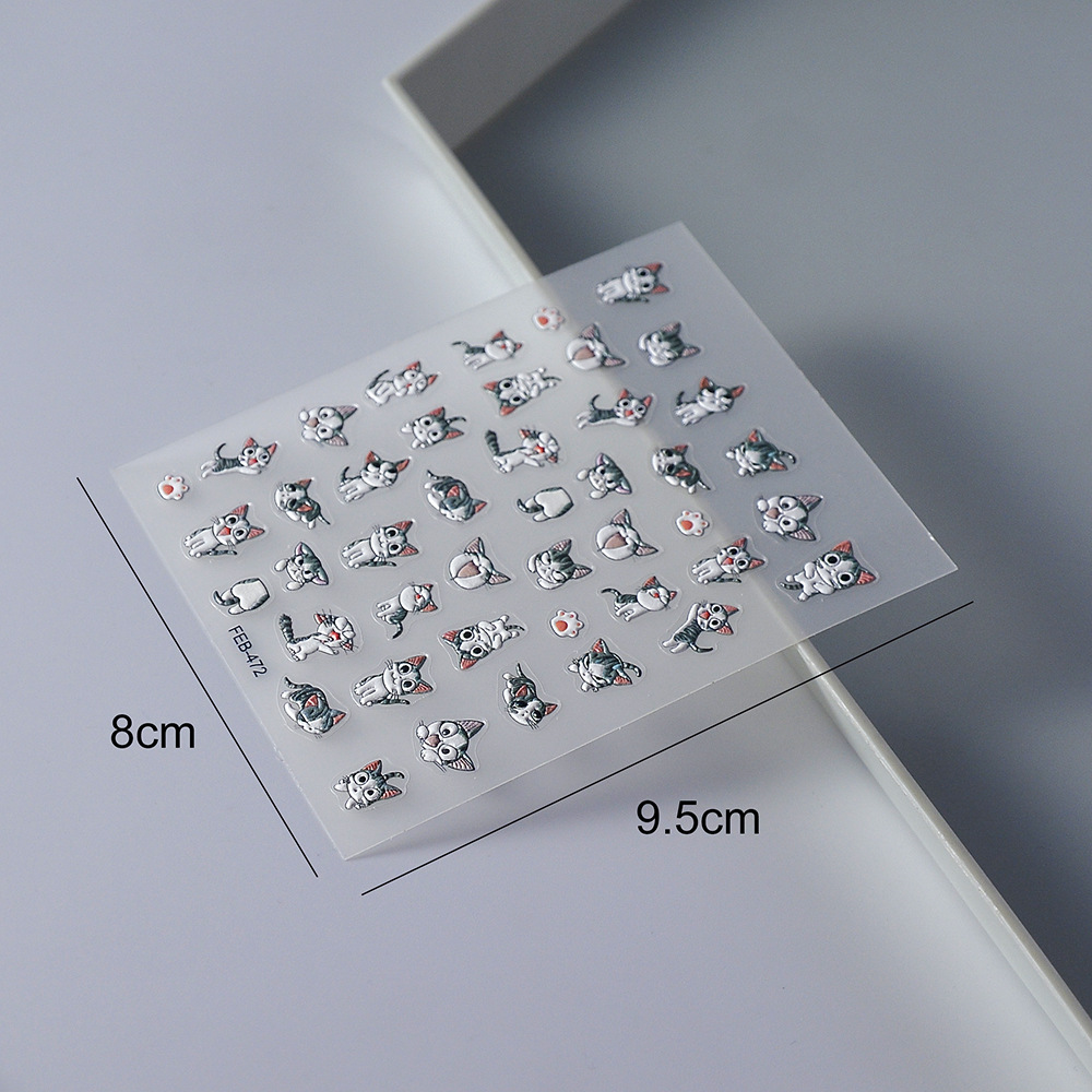 Sticker Lụa Nổi 5D | Bé Mèo Chii | Hình Dán Móng Tay