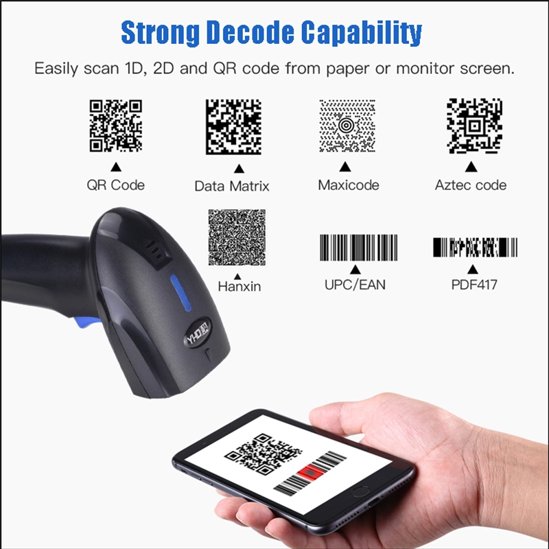 Máy quét mã vạch bluetooth không dây đọc Barcode(1D) Qrcode(3D) connect được cả Điện thoại
