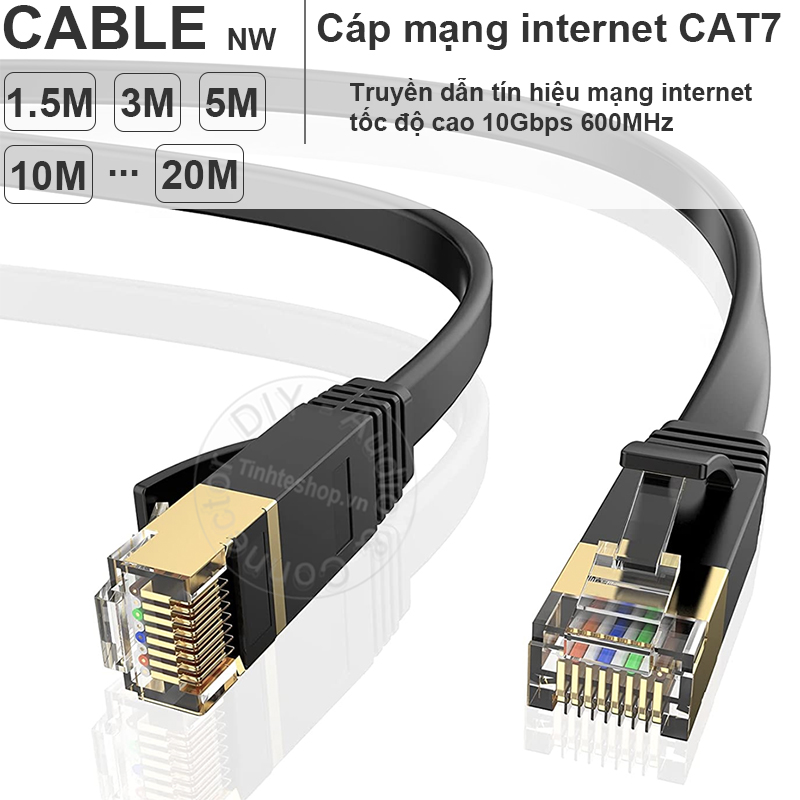 Cáp mạng Cat7 10G 600MHz siêu mỏng STP chống nhiễu đồng tinh khiết Kingmaster chiều dài từ 1.5 mét đến 20 mét