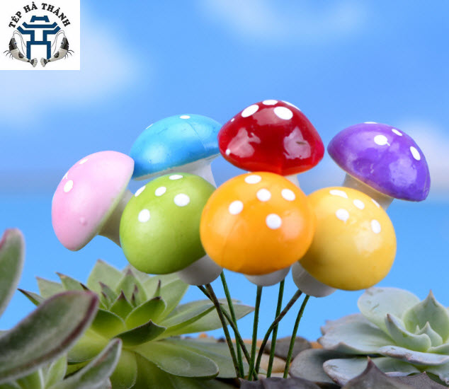 Phụ kiện nấm xốp mini nhiều màu trang trí bể cá cảnh, terrarium, chậu cây cảnh