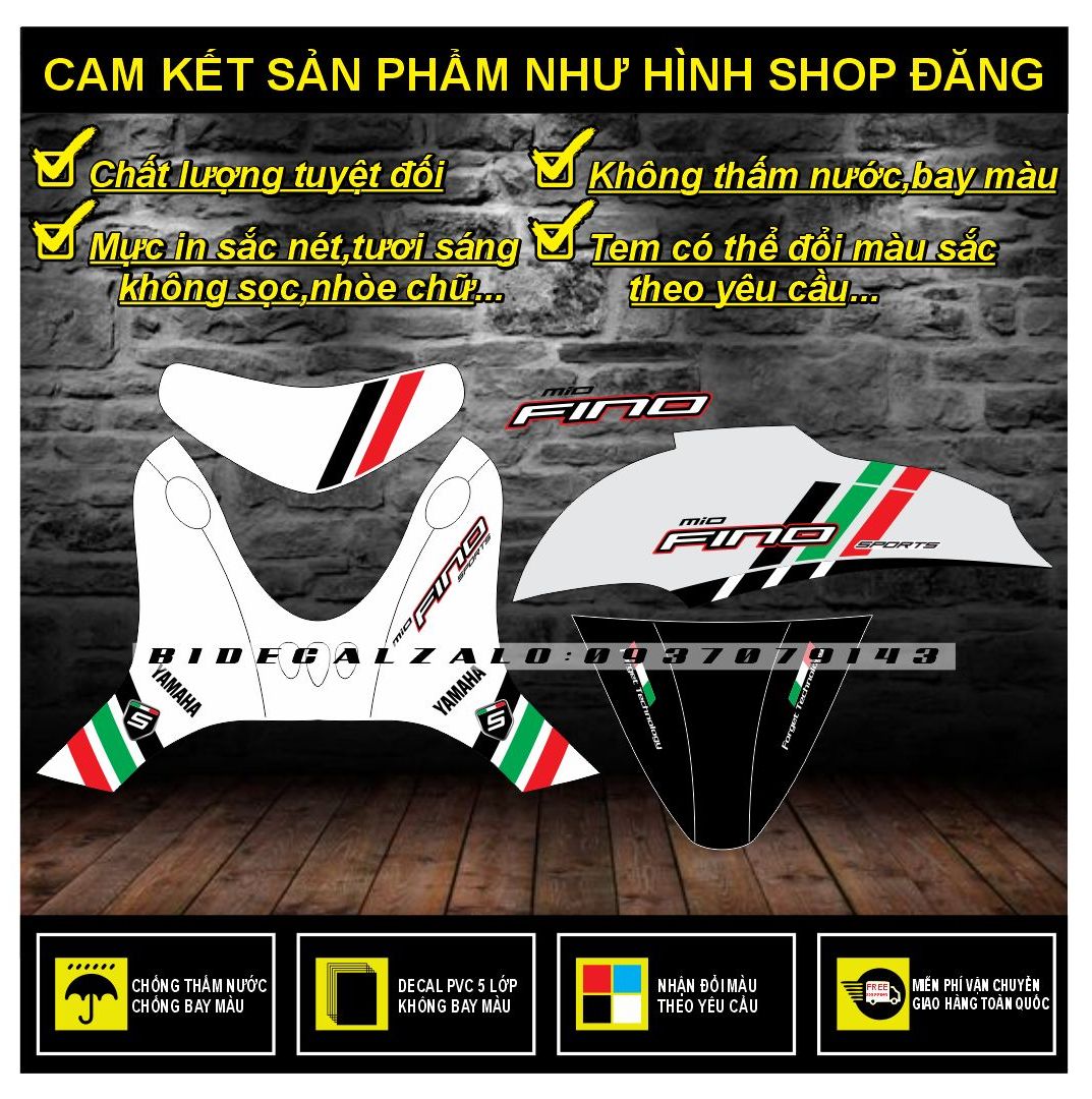 TEM RỜI MIO FINO CLASSICO PHỐI DÁN XE TRẮNG