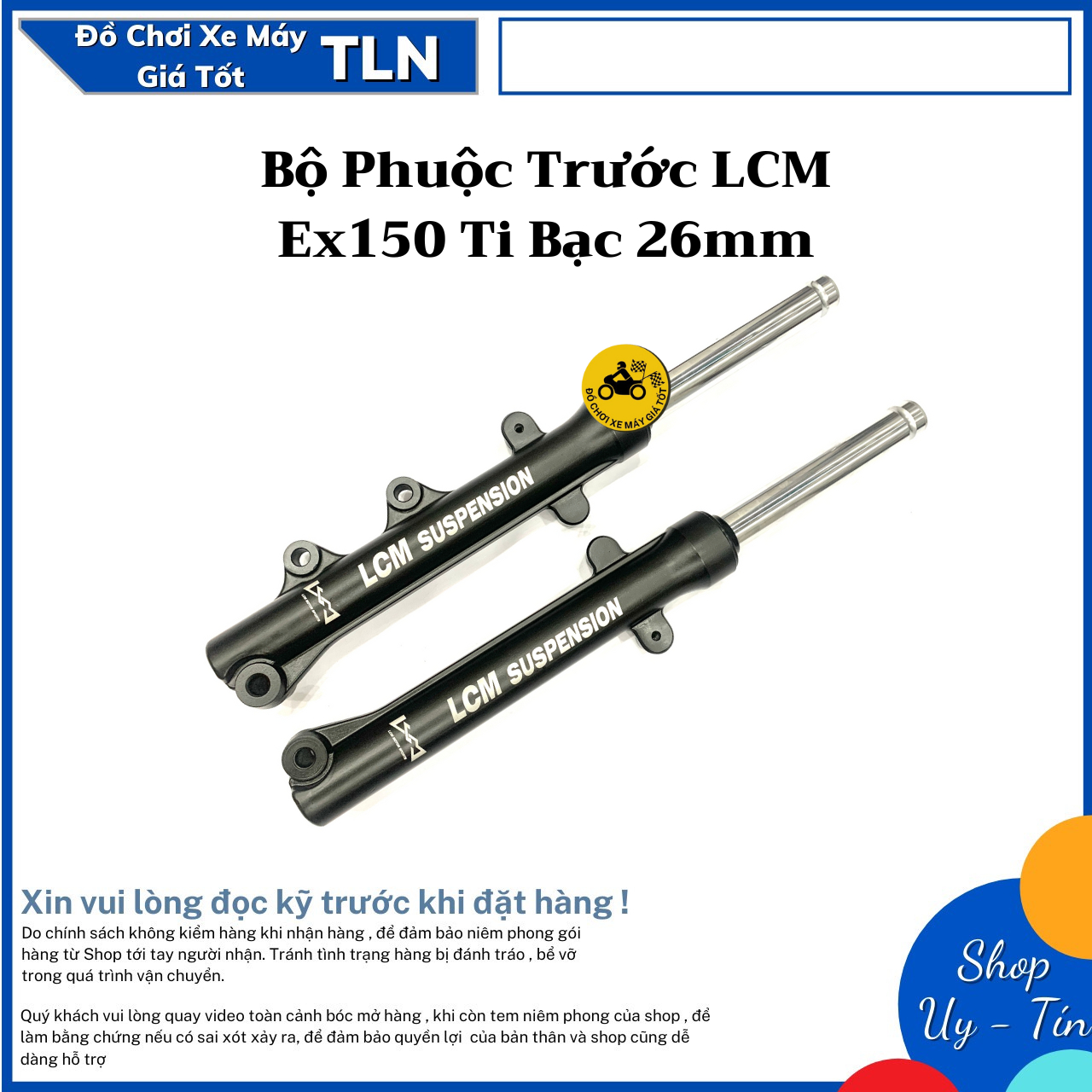 Bộ phuộc trước lcm ex150/155 ti bạc 26mm
