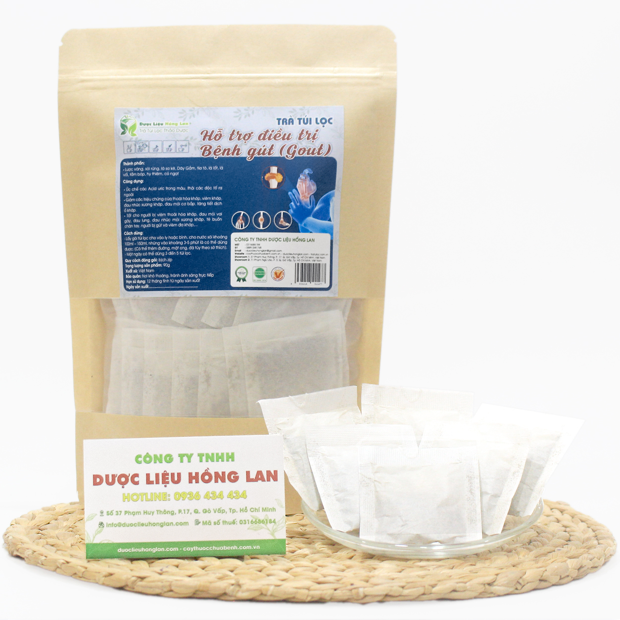 Trà hỗ trợ điều trị Gout túi lọc bịch zip 90g Ức chế các Acid uric trong máu, thải các độc tố, viêm khớp, đau nhức xương khớp,...