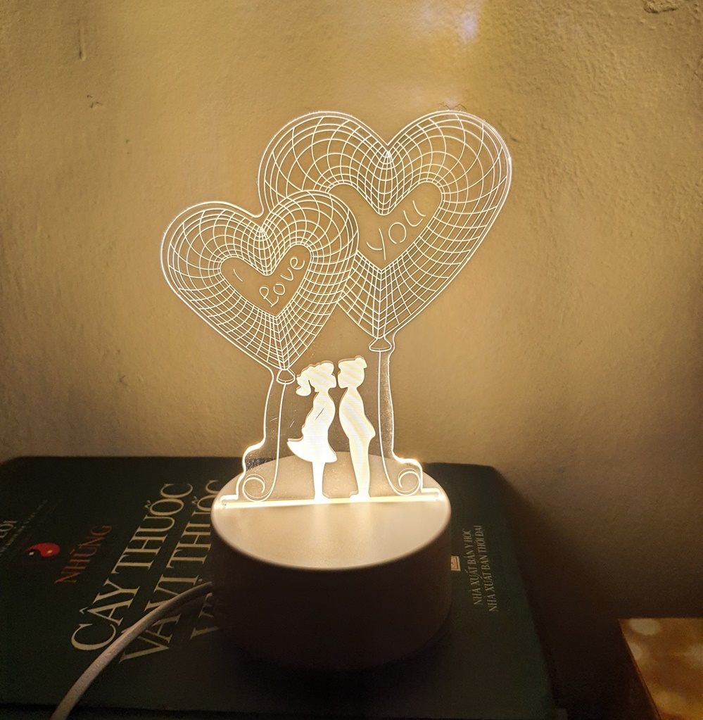 Đèn led 3D trang trí để bàn: Mẫu tỏ tình