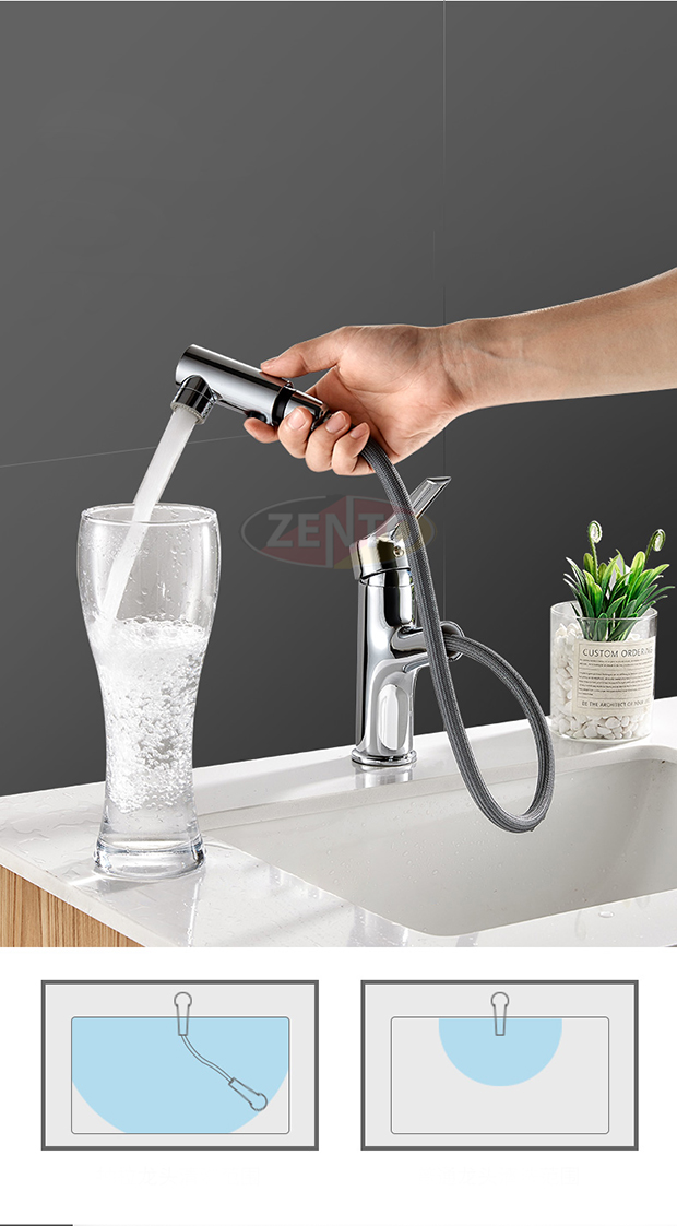 Vòi lavabo nóng lạnh Pulldown Spray ZT2130-C