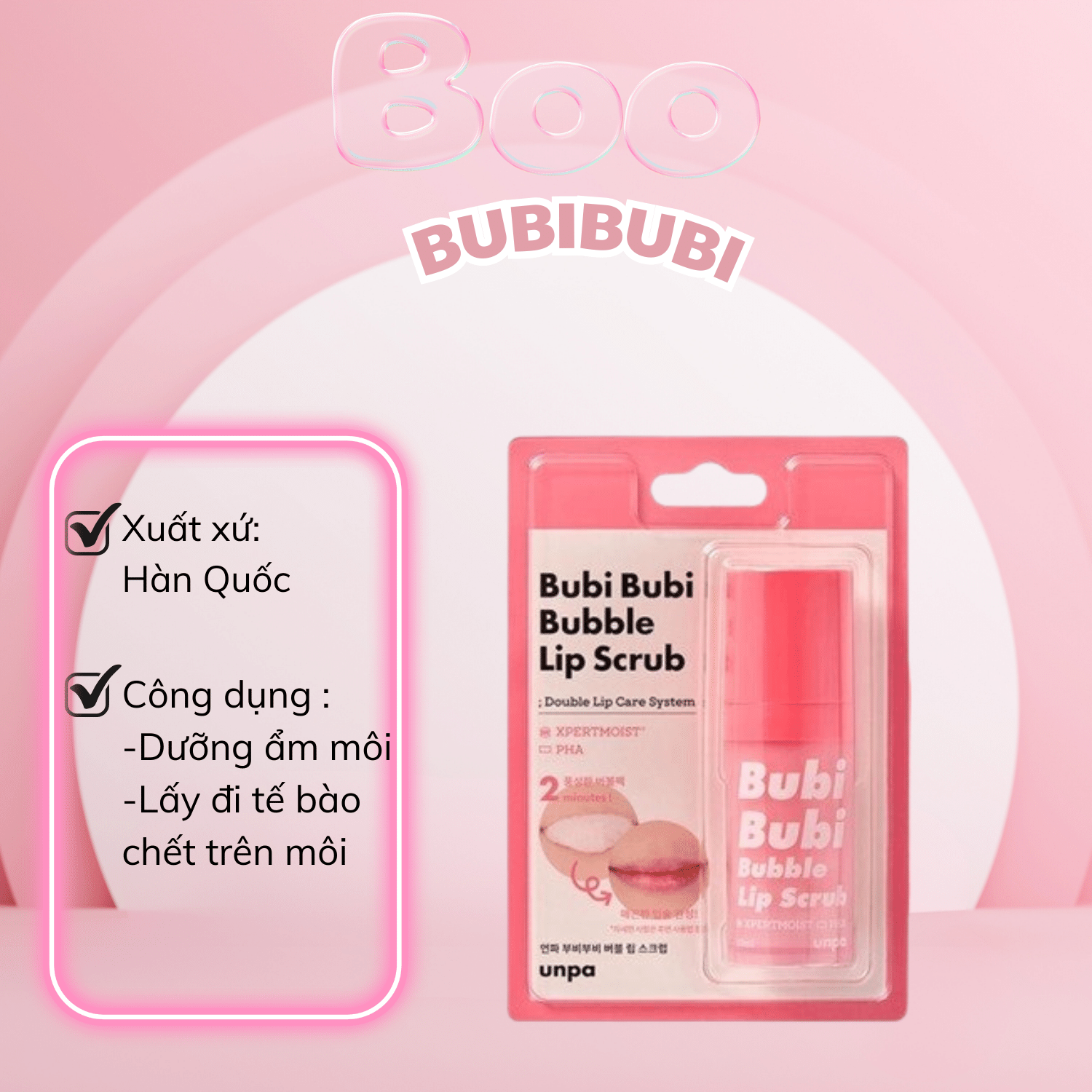 [HCM]GEL TẨY TẾ BÀO CHẾT MÔI BUBI BUBI LIP HÀN QUỐC