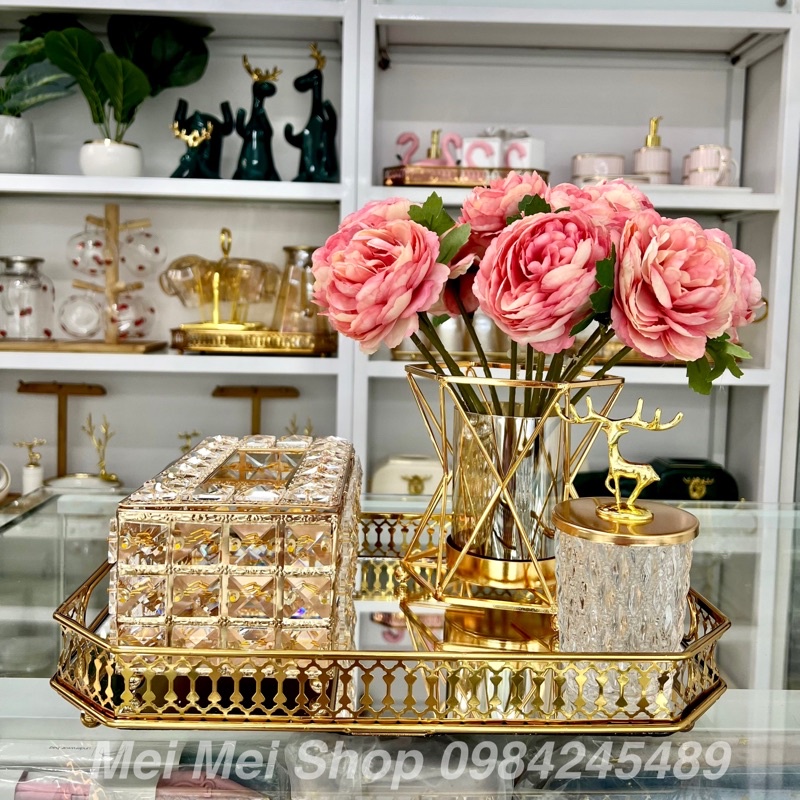 Khay đựng nước hoa mỹ phẩm pha lê