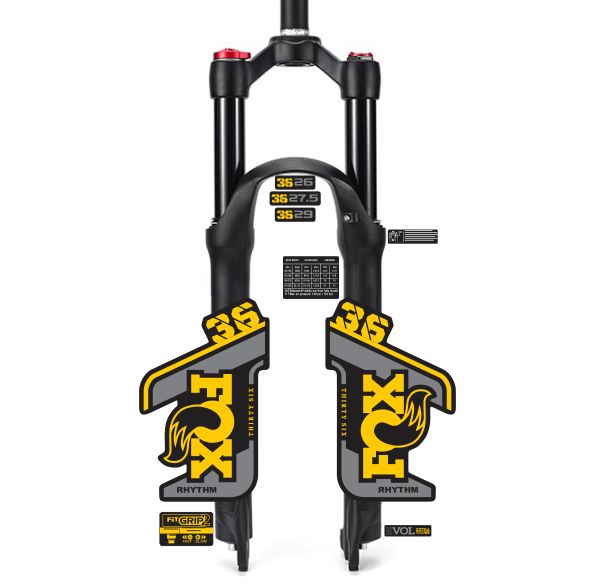 tem decal dán phuộc xe đạp địa hình Fox rhythm 36 2021 | cheetahdecals.com