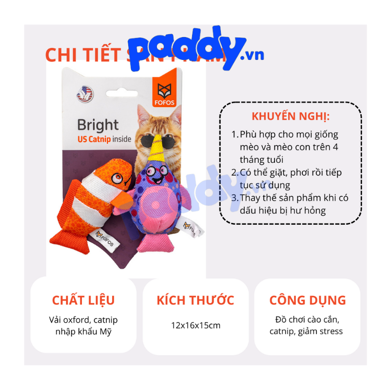 Đồ Chơi Cho Mèo Set 2 Cá Nemo Catnip FOFOS