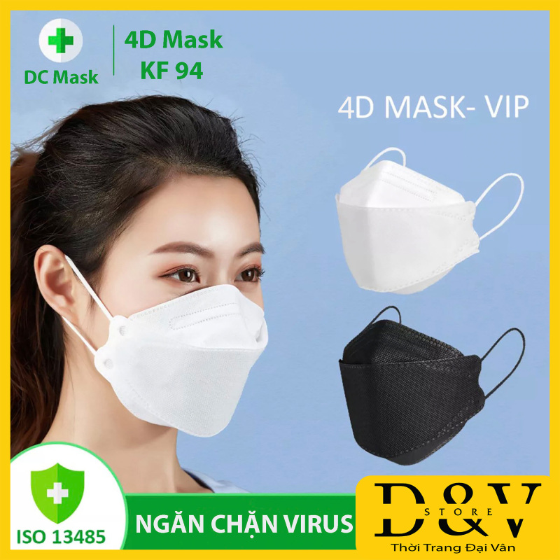 Giá bán [1 gói 5 chiếc] Khẩu trang y tế 4D Mask KF94 Màu Trắng kiểu Hàn Quốc  4 lớp kháng khuẩn, kháng bụi mịn lên đến 95%, đạt tiêu chuẩn ISO khẩu trang y tế, khẩu trang 3d mask, khẩu trang 3d land mask