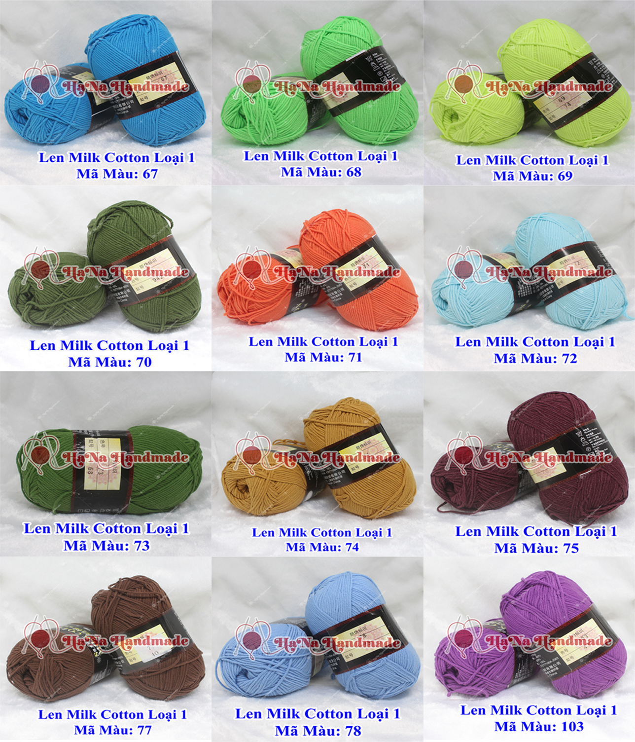 Len Milk Cotton Loại 1 (44k/cuộn/125g)