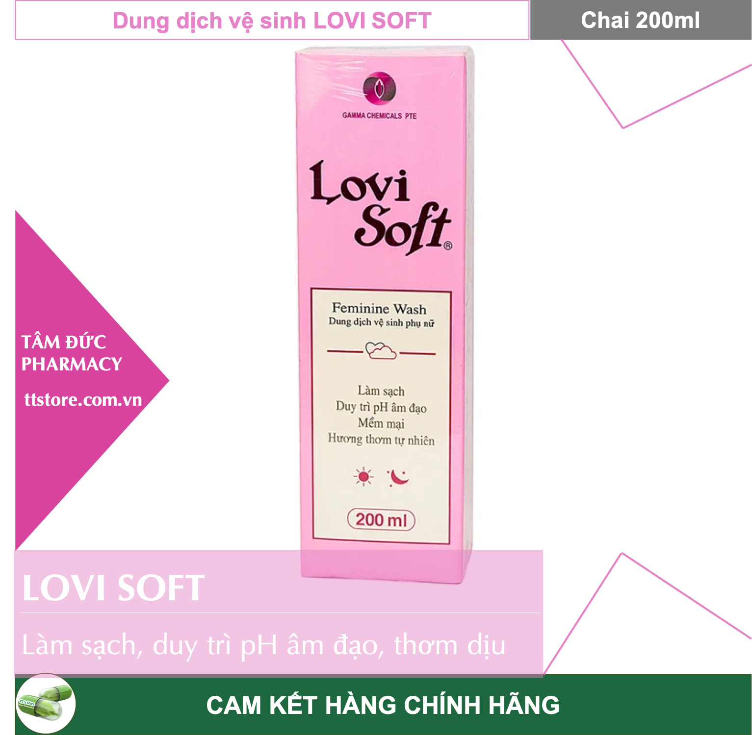 Dung dịch vệ sinh phụ nữ lovi soft 200ml làm sạch vùng kín