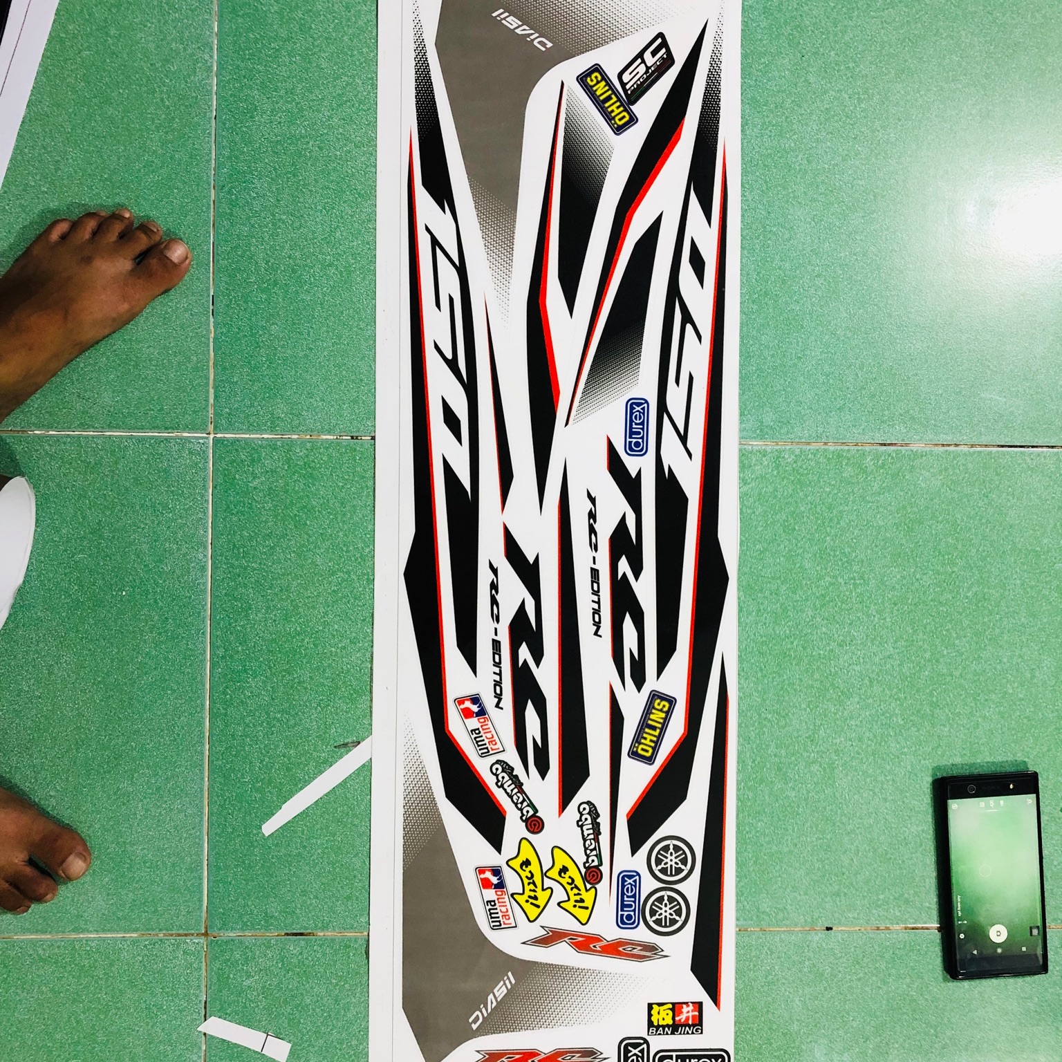 Tem rời xe exciter 150 Rc trắng đỏ
