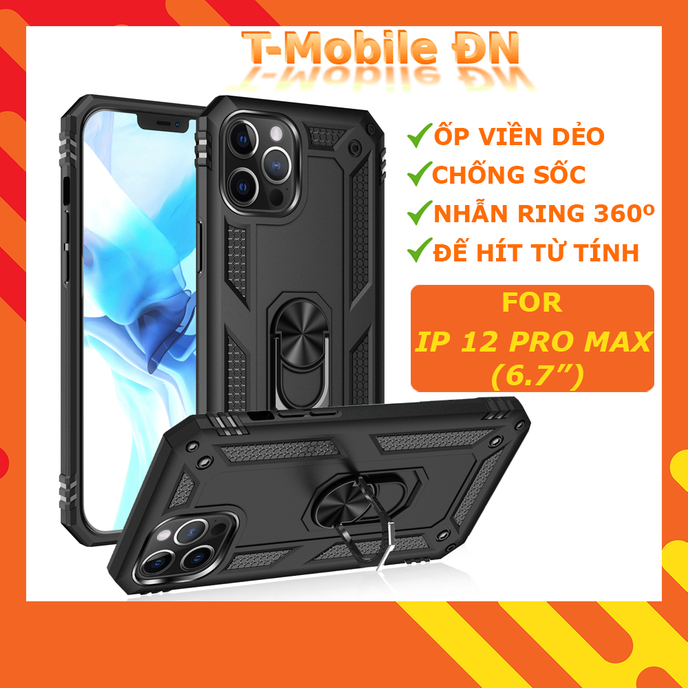 Ốp lưng dành cho iPhone 12 12 Pro Max 12 Mini chống sốc 2 lớp kèm nhẫn iring làm giá đỡ bảo vệ máy toàn diện chuẩn châu âu