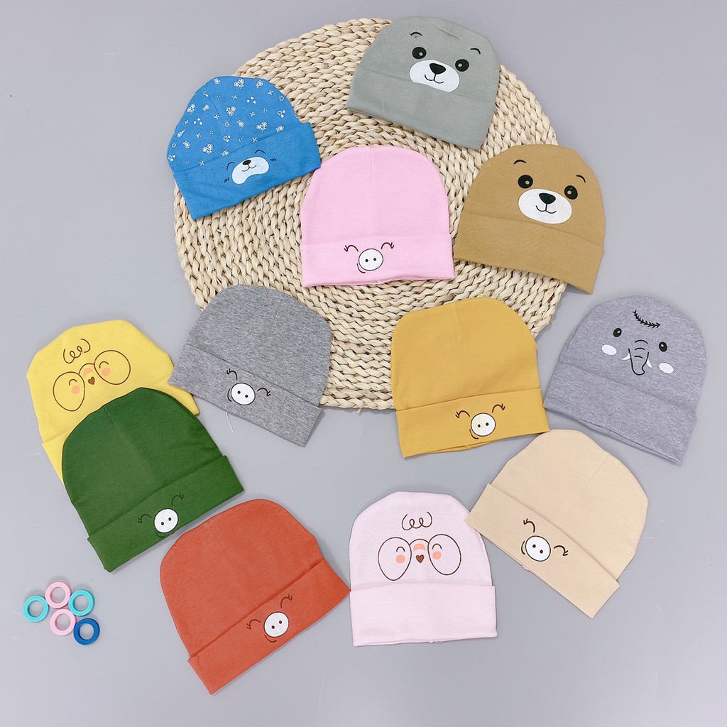 Mũ sơ sinh Hình Thú chất cotton mềm mại  ấm áp tiện lợi hàng siêu đẹp cho bé trai bé gái