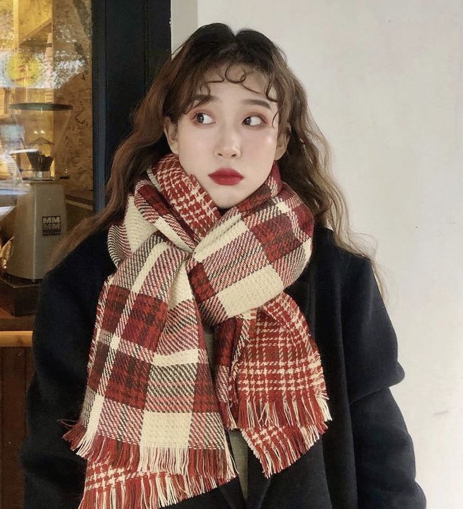 [HCM]Khăn Choàng Cổ Len (Khăn Cashmere Dày) Cao Cấp Giữ Ấm Mùa Đông Họa Tiết Caro - 50x195cm - PJN.ARC - Mã LN007