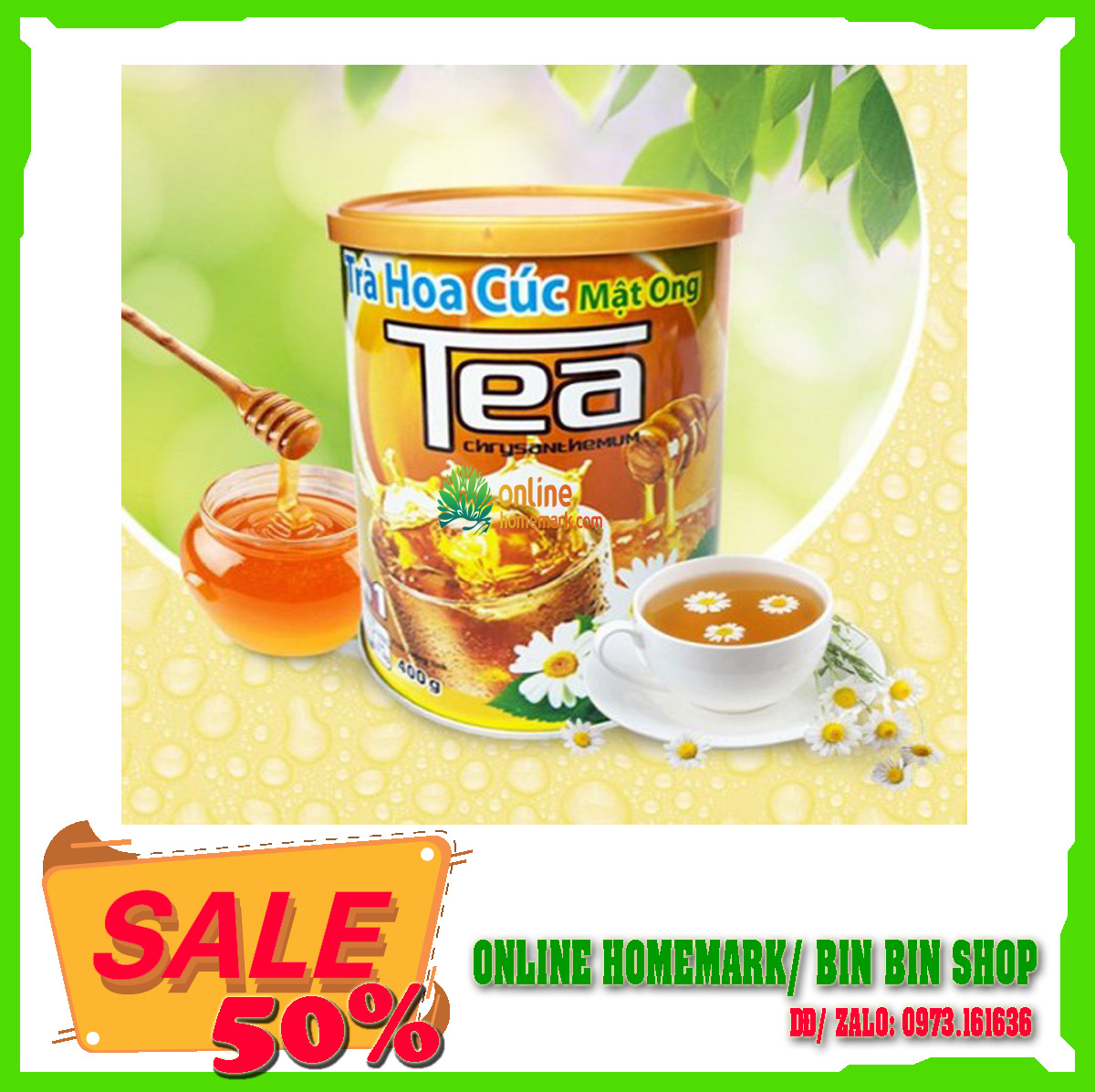 TRÀ HOA CÚC  MẬT ONG THANH BÌNH (LON 400G)- đồ ăn vặt