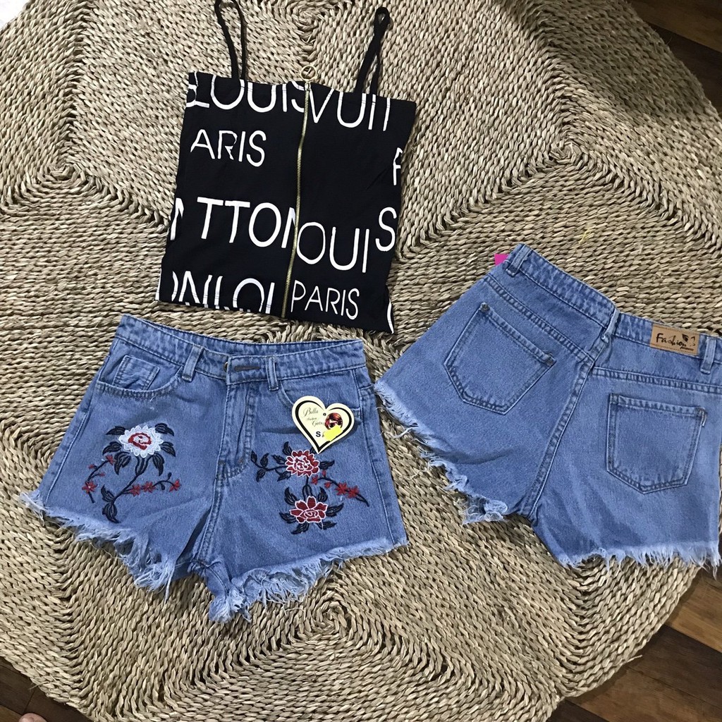 QUẦN SHORT JEAN NỮ THÊU HOA