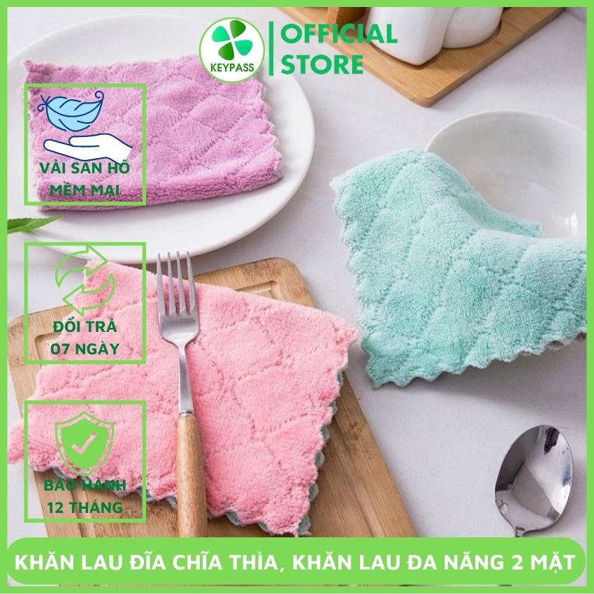 Khăn lau đa năng kích thước 13x21cm - mềm mịn siêu thấm nước lau bếp, bát đĩa chống thấm khăn lau đa năng siêu thấm nước keypass shop