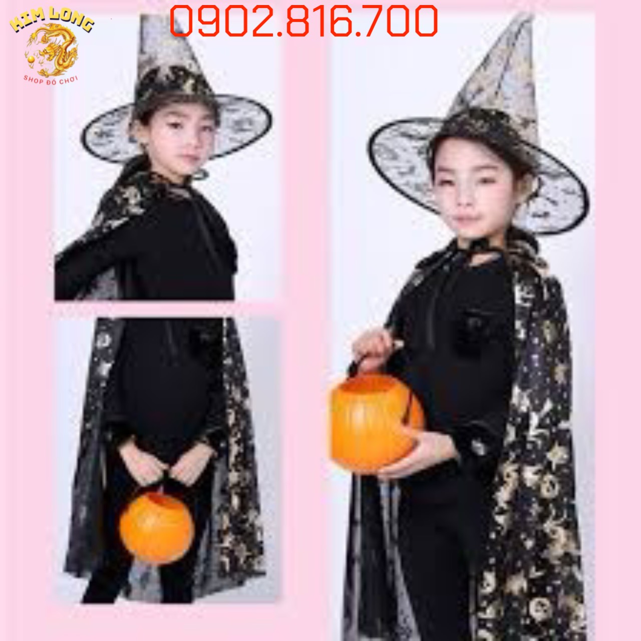 Áo Choàng và nón phù thuỷ trang phục hoá trang Halloween