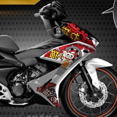 Tem rời Winner X mèo thần tài dán xe bạc bụng đen