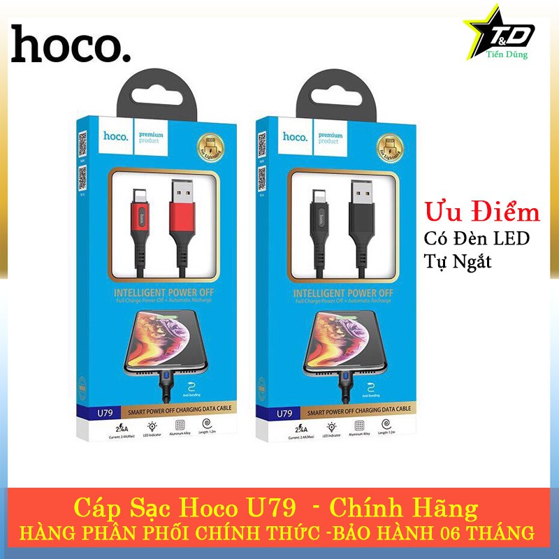 Cáp sạc tự ngắt hoco U79 hỗ trợ sạc nhanh cho các dòng iphone micro và Type-C