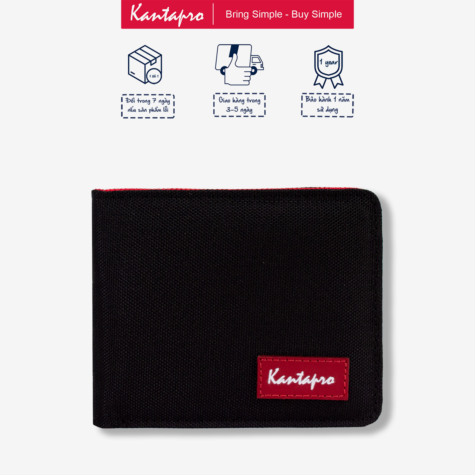 Ví vải Polyester KANTAPRO dáng ngang - Pol Wallet (5 colors)