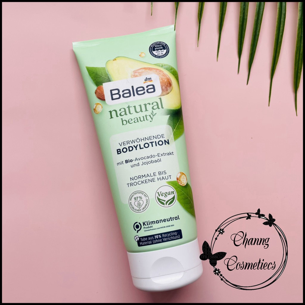 Sữa dưỡng thể Balea Natural Beauty Chiết xuất bơ hữu cơ & dầu Jojoba, 200 ml hàng Đức đủ