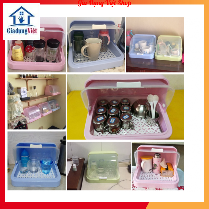 [Nhựa Việt Nhật] Khay úp cốc Việt Nhật có nắp đậy bảo vệ