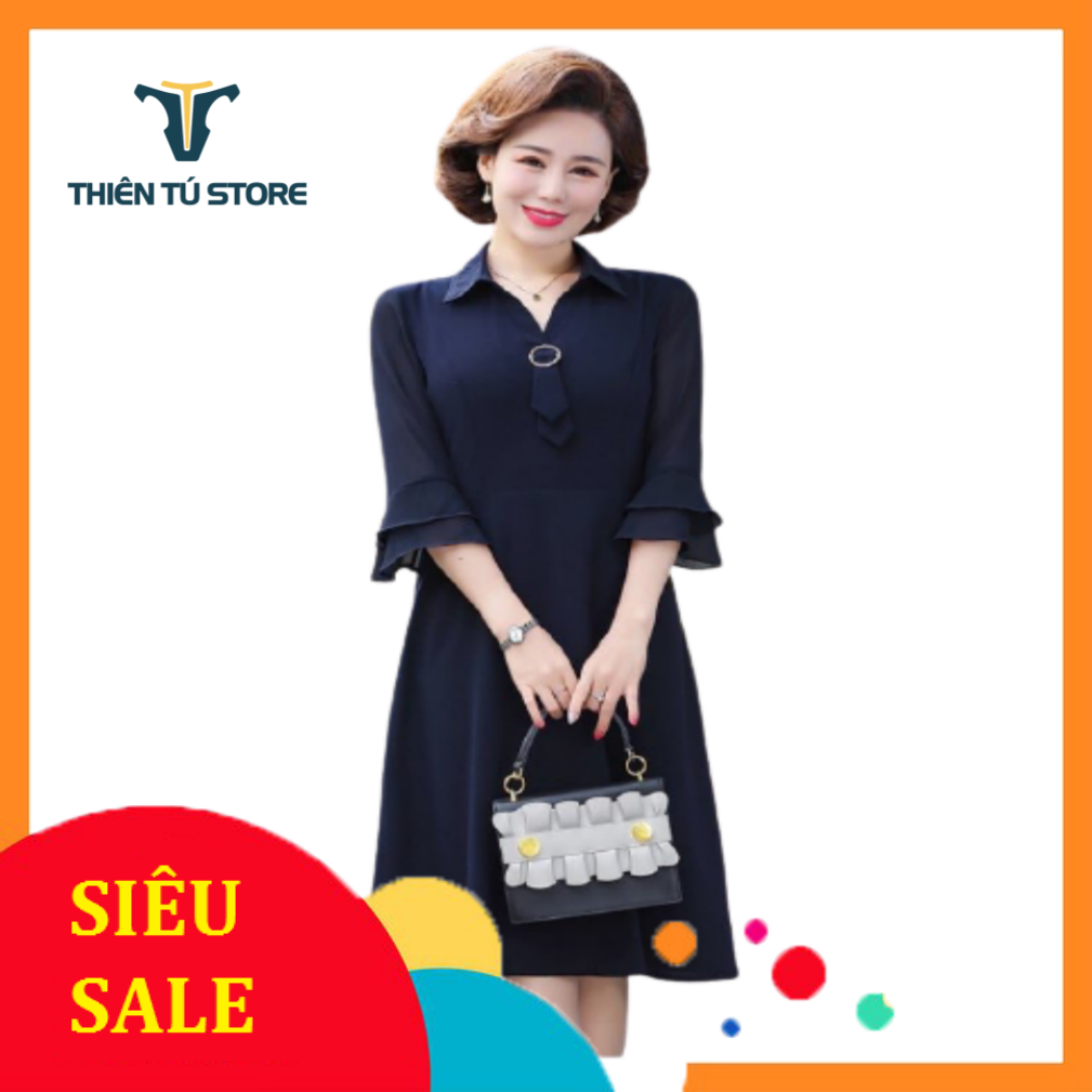 Đầm trung niên . đầm dự tiệc , đầm cổ sơ mi cao cấp sang trọng , đầm mặc cho 4 mùa rất thoải mái nhẹ nhàng , kiểu thiết kế thanh lịch , sang trọng , quý phái LZ.01685