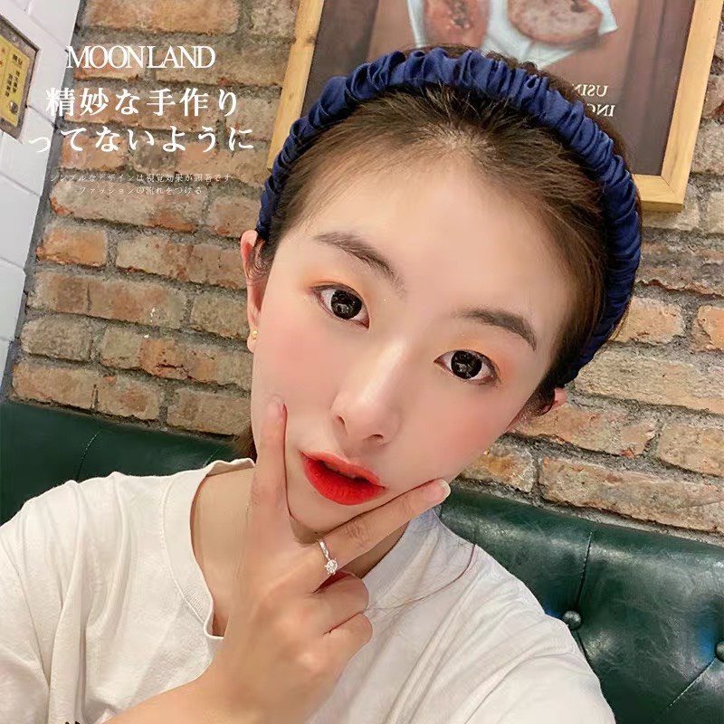 Bờm tóc lụa băng đô satin nhún nhiều màu nữ tính - Y053
