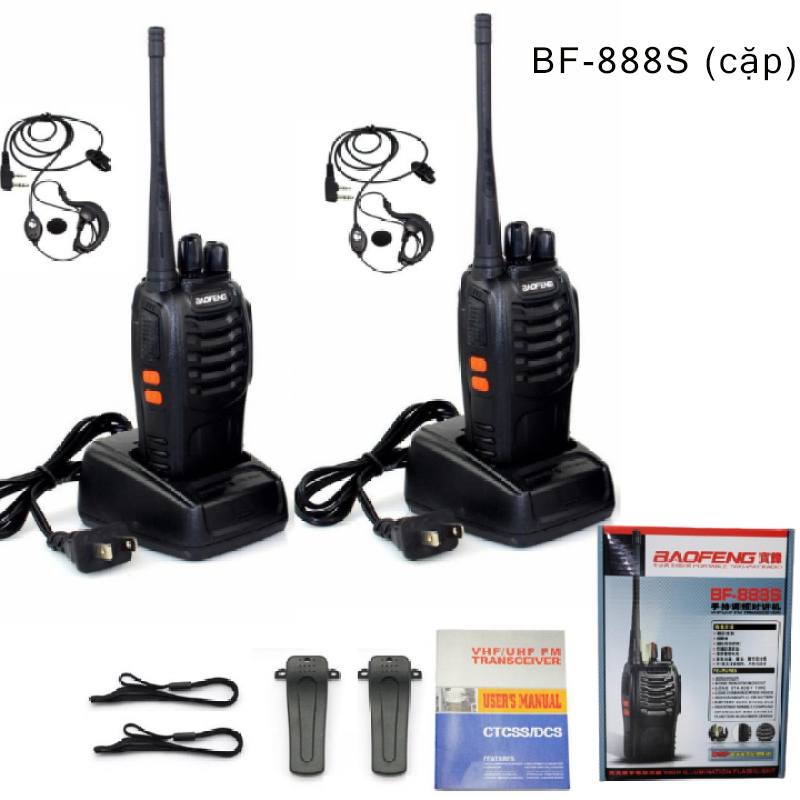 Bộ 2 máy liên lạc nội bộ Baofeng cao cấp chính hãng - liên lạc nội bộ cầm tay chuyên nghiệp và liên lạc siêu xa888S/C50/UV16/5R