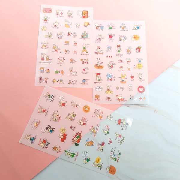 [HCM]Bộ 6 Tấm Sticker Trang Trí - Thỏ Và Mèo
