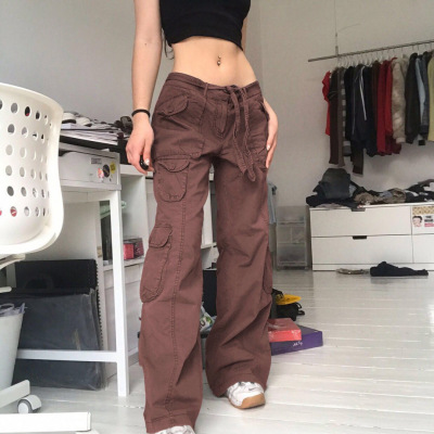 Quần túi hộp cargo pants chất liệu Kaki lưng cao ống rộng phong cách hiphop cá tính Jengiang