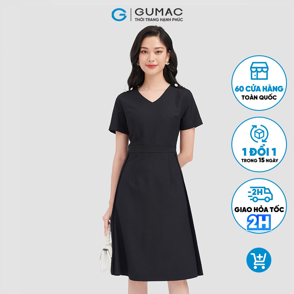 Đầm phối nút vai GUMAC LD0916