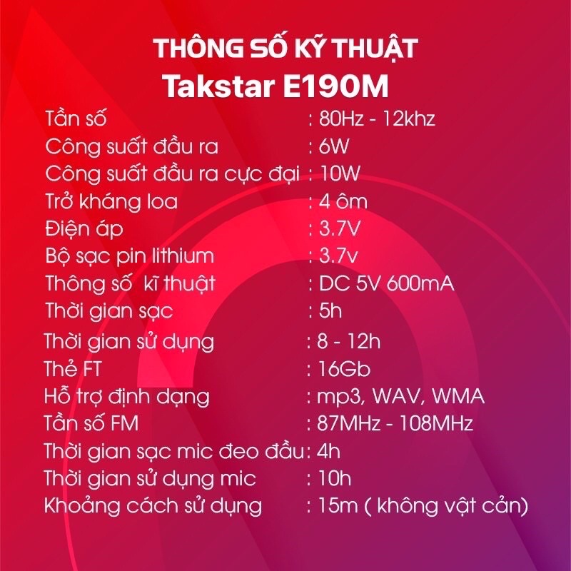 Micro trợ giảng kèm loa Takstar E190M không dây và có dây