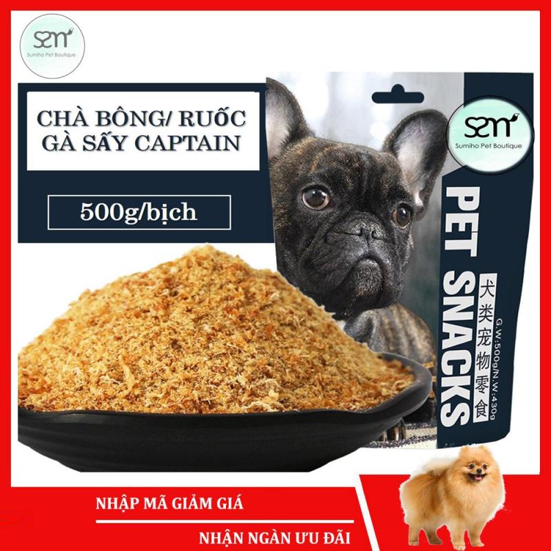 Chà bông gà (ruốc gà) sấy khô nguyên chất Captain 500gr cho chó mèo thú cưng - có thể dùng trộn vào cơm và hạt