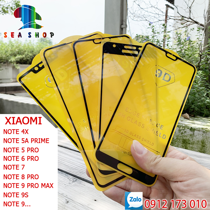[TẶNG KÈM MIẾNG LAU] Kính cường lực các dòng Xiaomi Note Full màn hình 9D Xiaomi Redmi Note 4, Note 4X, Note 5, Note 5A, Note 5 Pro, Note 5A Prime, Note 6 Pro, Mi Note 7 Pro, Redmi Note 8 Pro, Note 9S... Miếng dán tràn màn hình