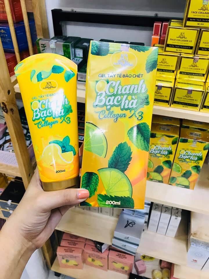 Gel Tẩy tế bào chết chanh bạc hà collagen x3 Đông Anh 200ml - Tẩy tế bào chết Chanh Bạc hà Collagen X3 Đông Anh - Hàng chính hãng