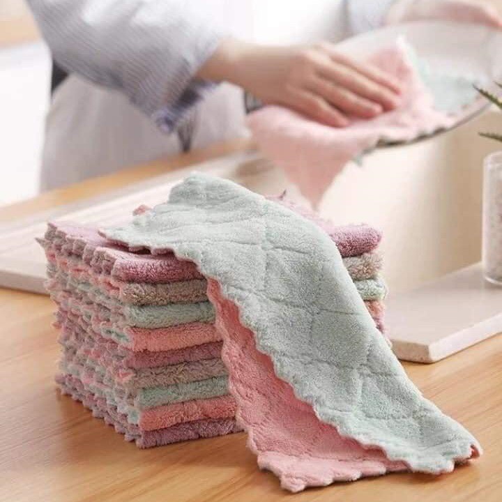 10 Khăn Lau Nhà Bếp Zích Zắc 2 Mặt Siêu Thấm Nước .ĐTVM