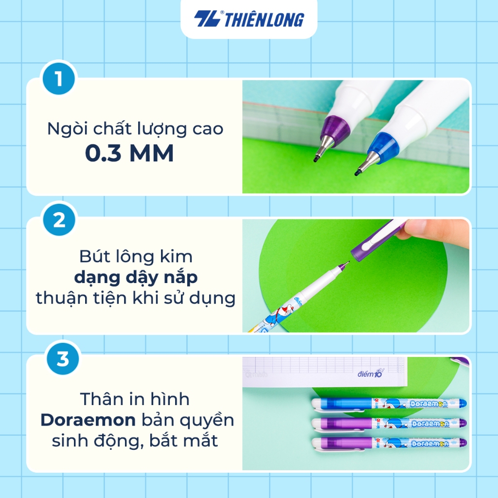 (Hộp 10 Cây) Bút lông kim Thiên Long - Doraemon FL-04/DO