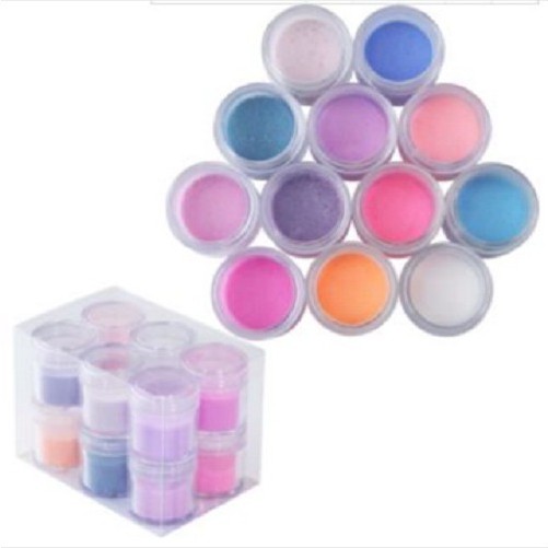 Set bột mầu đắp móng, nặn hoa - 12 mầu, 12 hũ