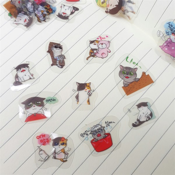Bộ 60 Sticker Hình Dán Mini Bốn Con Mèo - 3