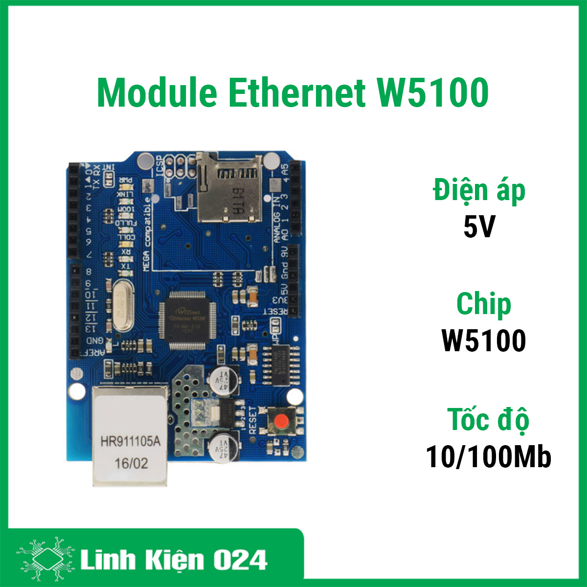 Module Ethernet W5100 mở rộng mạng, hỗ trợ đọc và ghi thẻ SD mini(thẻ TF)