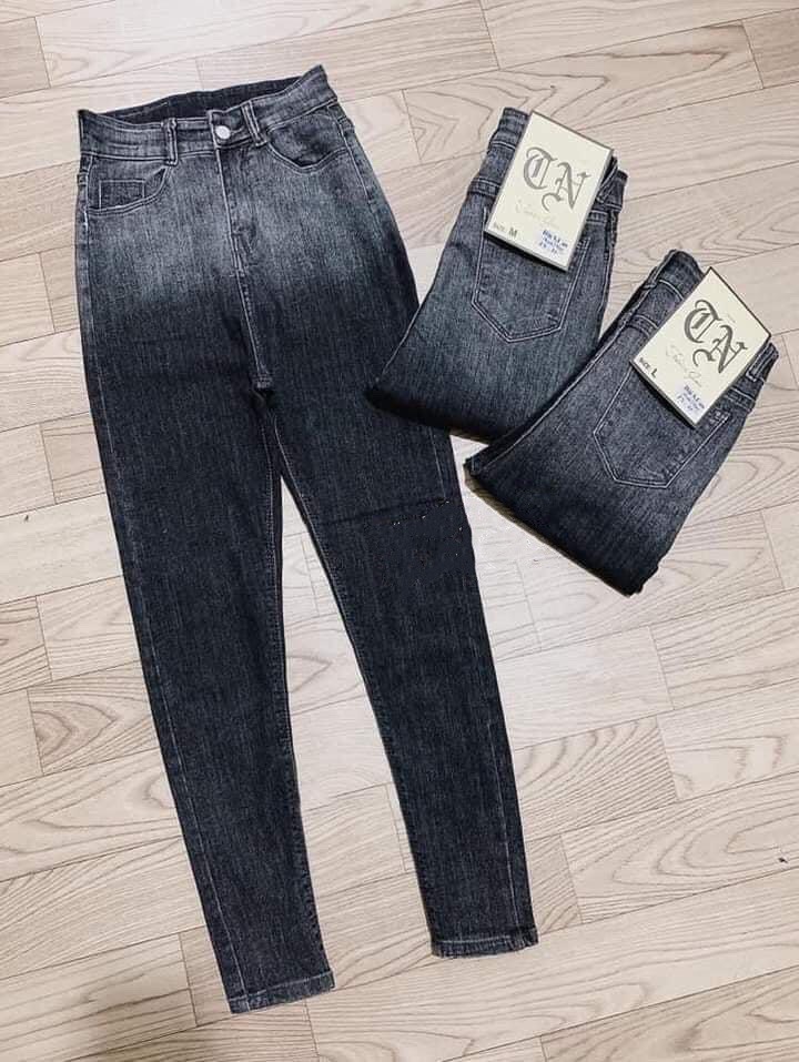 [HCM]Quần jean dài nữ lưng cao BIGSIZE Lưng siêu cao xám lông chuột loang 2 màu co dãn mạnh rẻ đẹp 3889 từ 62-90kg  MLJ