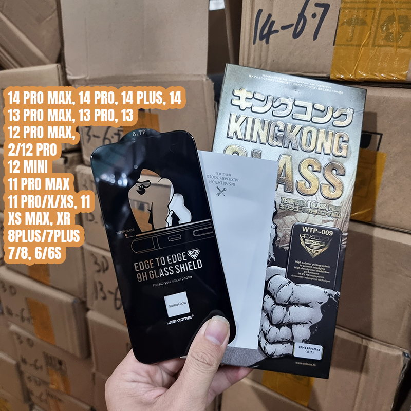 Kính cường lực full màn hình kingkong cho iphone 14 pro max, 13 pro max, 12 pro max, 11 pro max, xs max, xr, 8 plus
